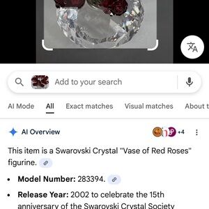 Swarovski Crystal Vase with Red Roses